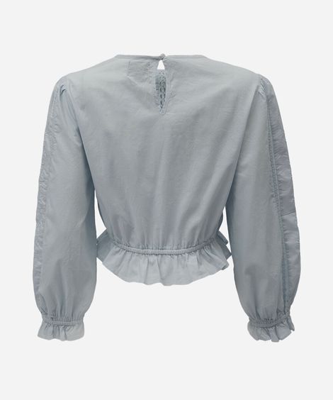 cropped feminino de algodão com renda azul