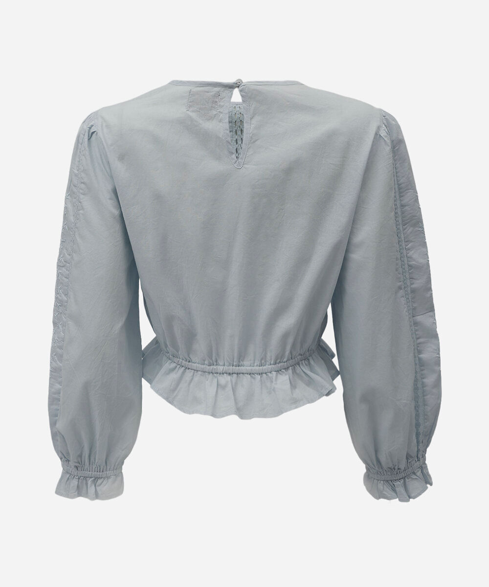 cropped feminino de algodão com renda azul