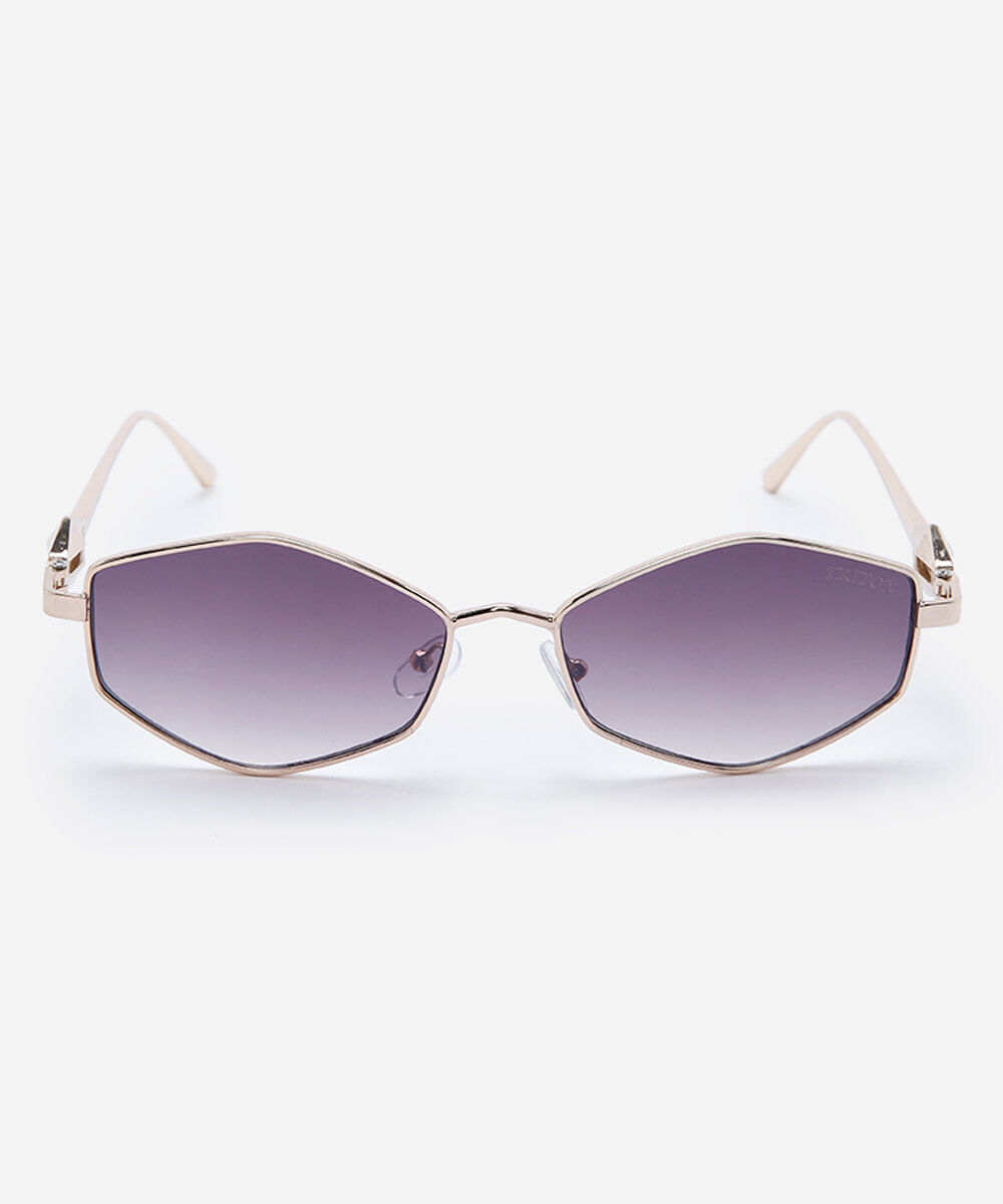 óculos de sol feminino redondo de metal triton dourado