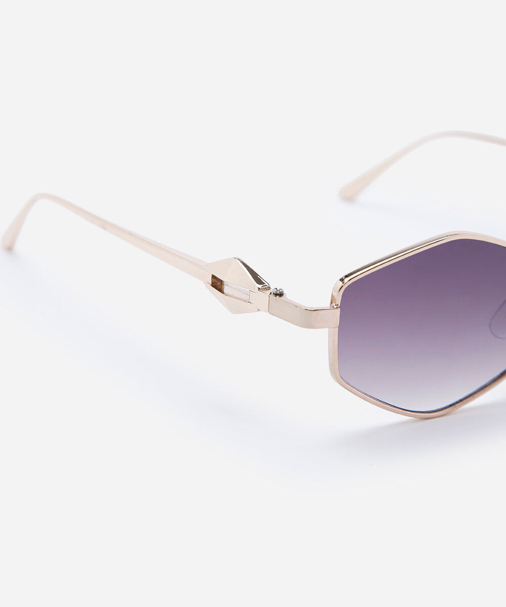 óculos de sol feminino redondo de metal triton dourado