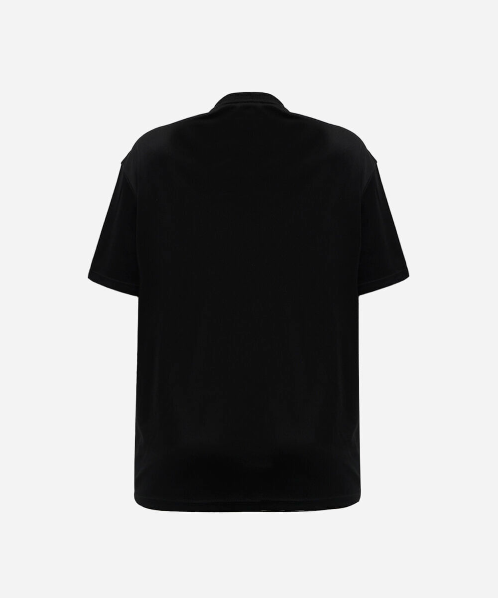 camiseta esportiva feminina manga curta estampada pilates preta
