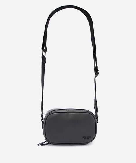 bolsa shoulder bag masculina retangular de pu cinza