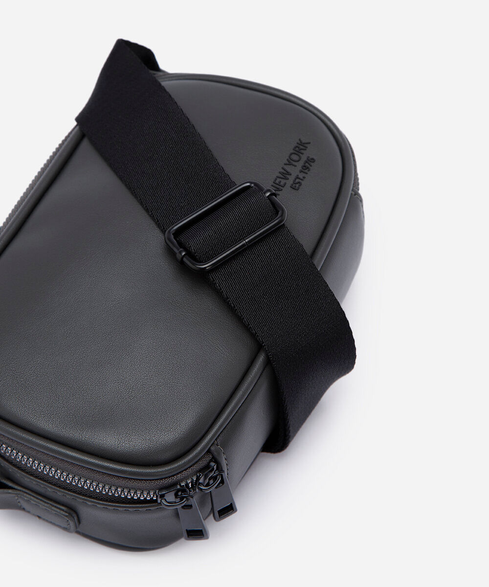 bolsa shoulder bag masculina retangular de pu cinza