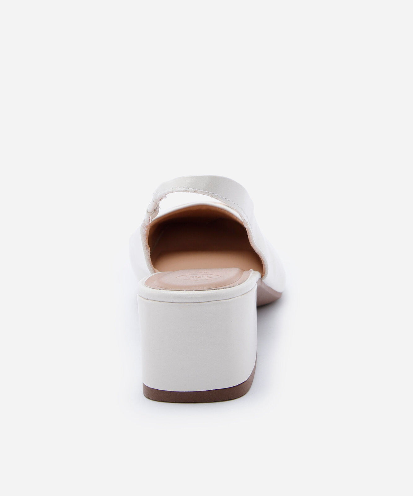 scarpin slingback feminino salto grosso bico contrastante off white