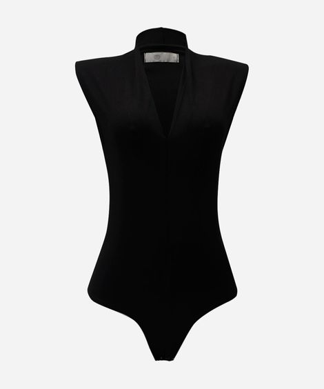 body feminino com viscose decote v preto