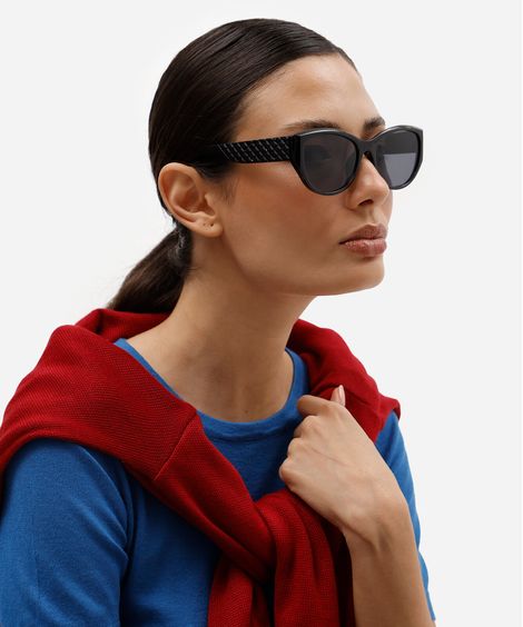 óculos de sol feminino oval de acetato preto