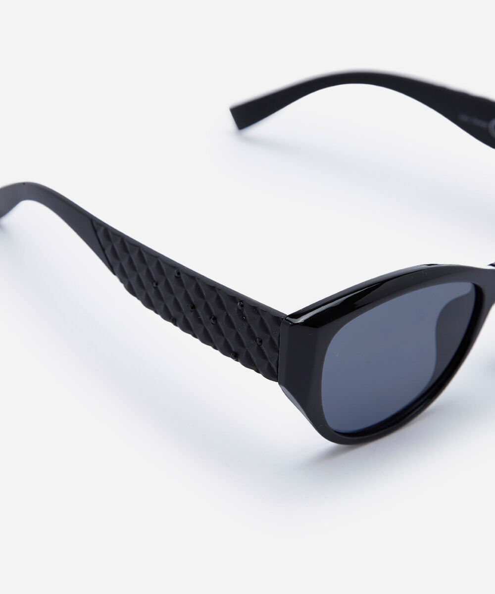 óculos de sol feminino oval de acetato preto