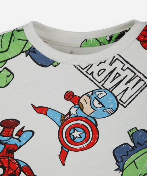 pijama curto infantil de algodão os vingadores bege