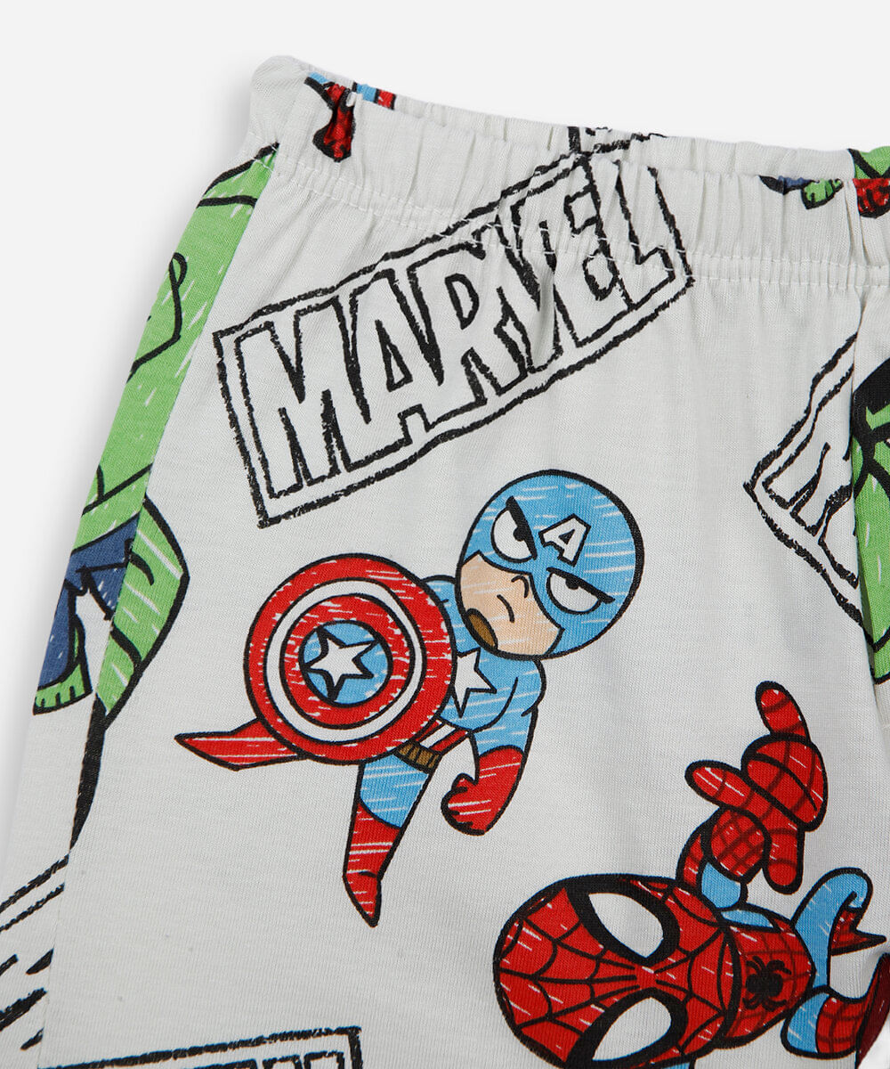 pijama curto infantil de algodão os vingadores bege