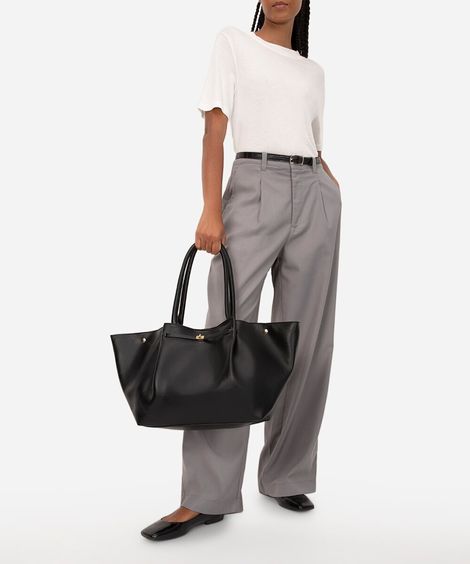bolsa shopper com alça estruturada preta