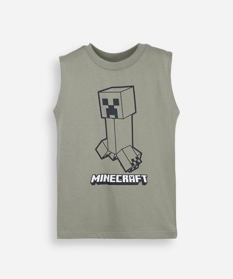 regata infantil de algodão minecraft verde