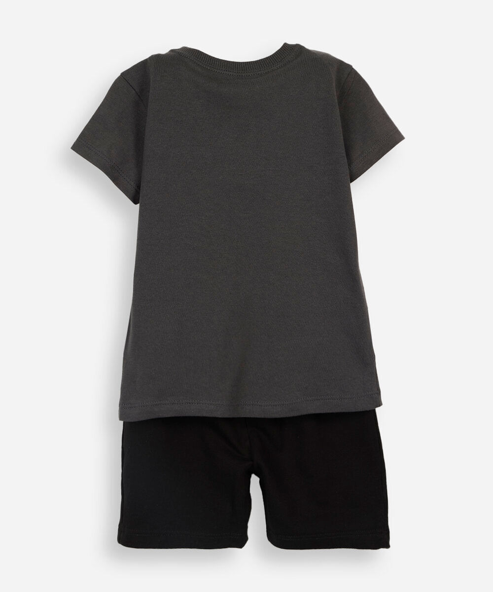 conjunto curto infantil de algodão os vingadores cinza