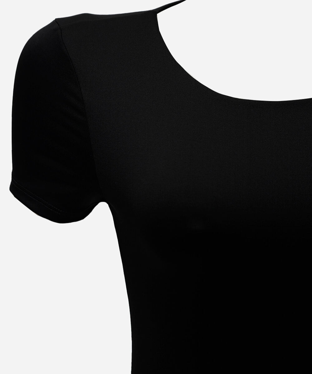 body feminino decote redondo manga curta preto