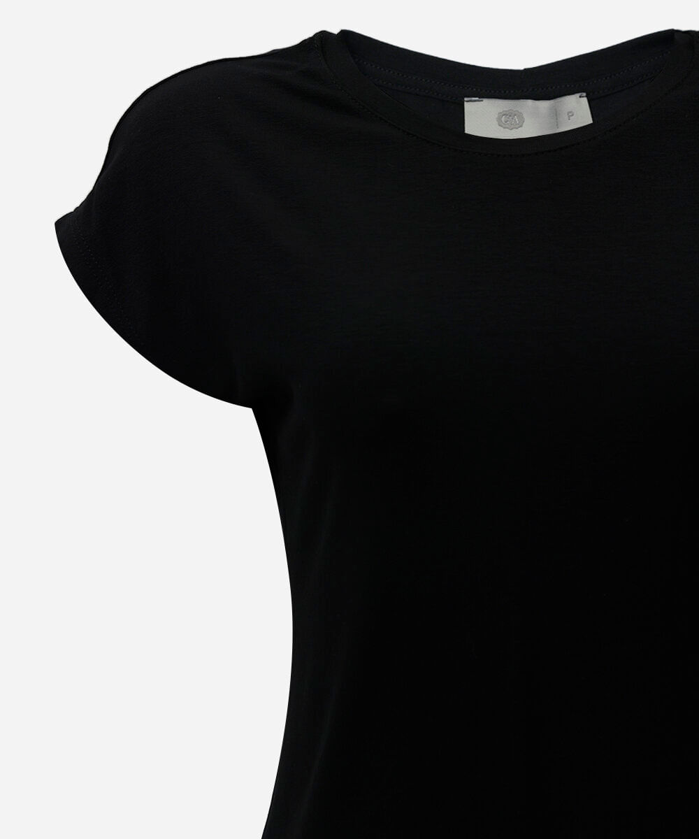 blusa feminina de viscose decote redondo preta