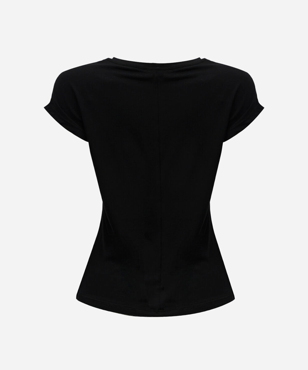 blusa feminina de viscose decote redondo preta