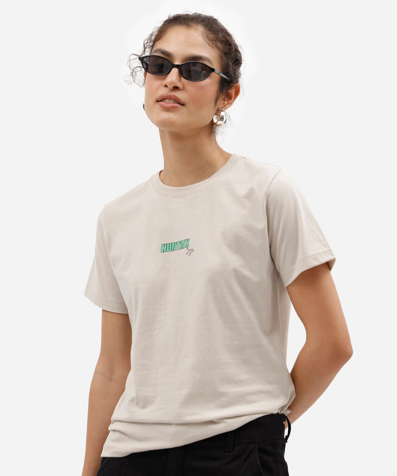 camiseta feminina de algodão manga curta guerreiras do kpop cinza