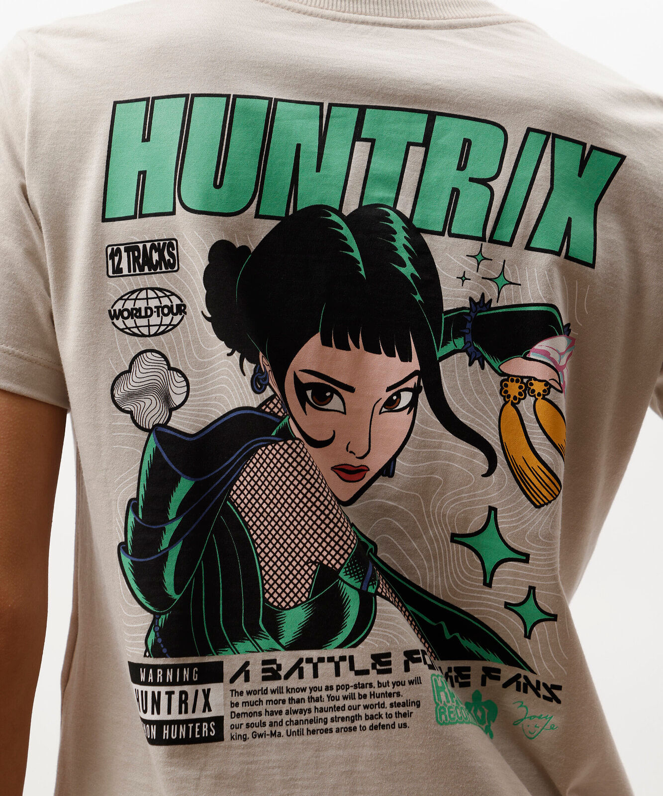 camiseta feminina de algodão manga curta guerreiras do kpop cinza