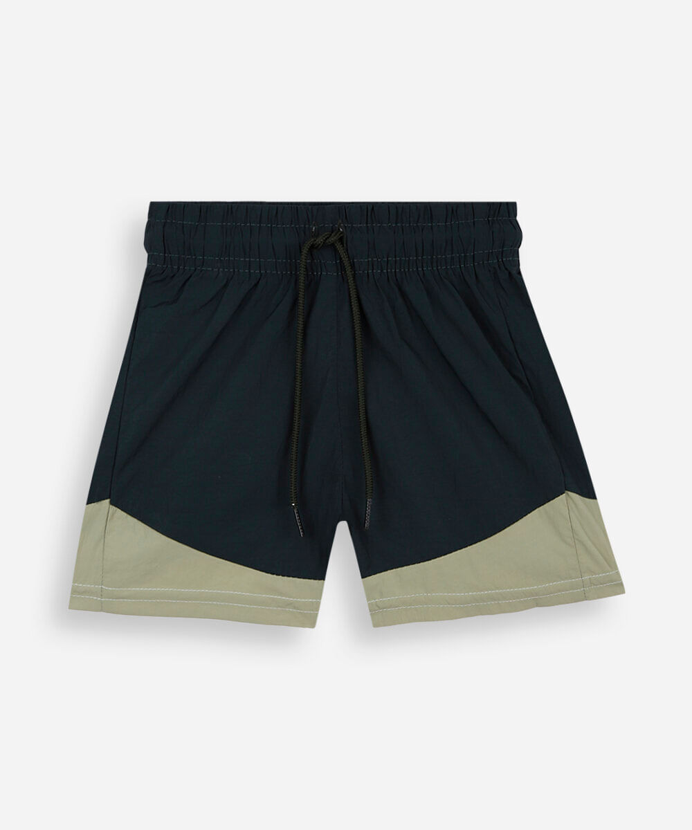 short boardshort infantil com recorte cós elástico verde