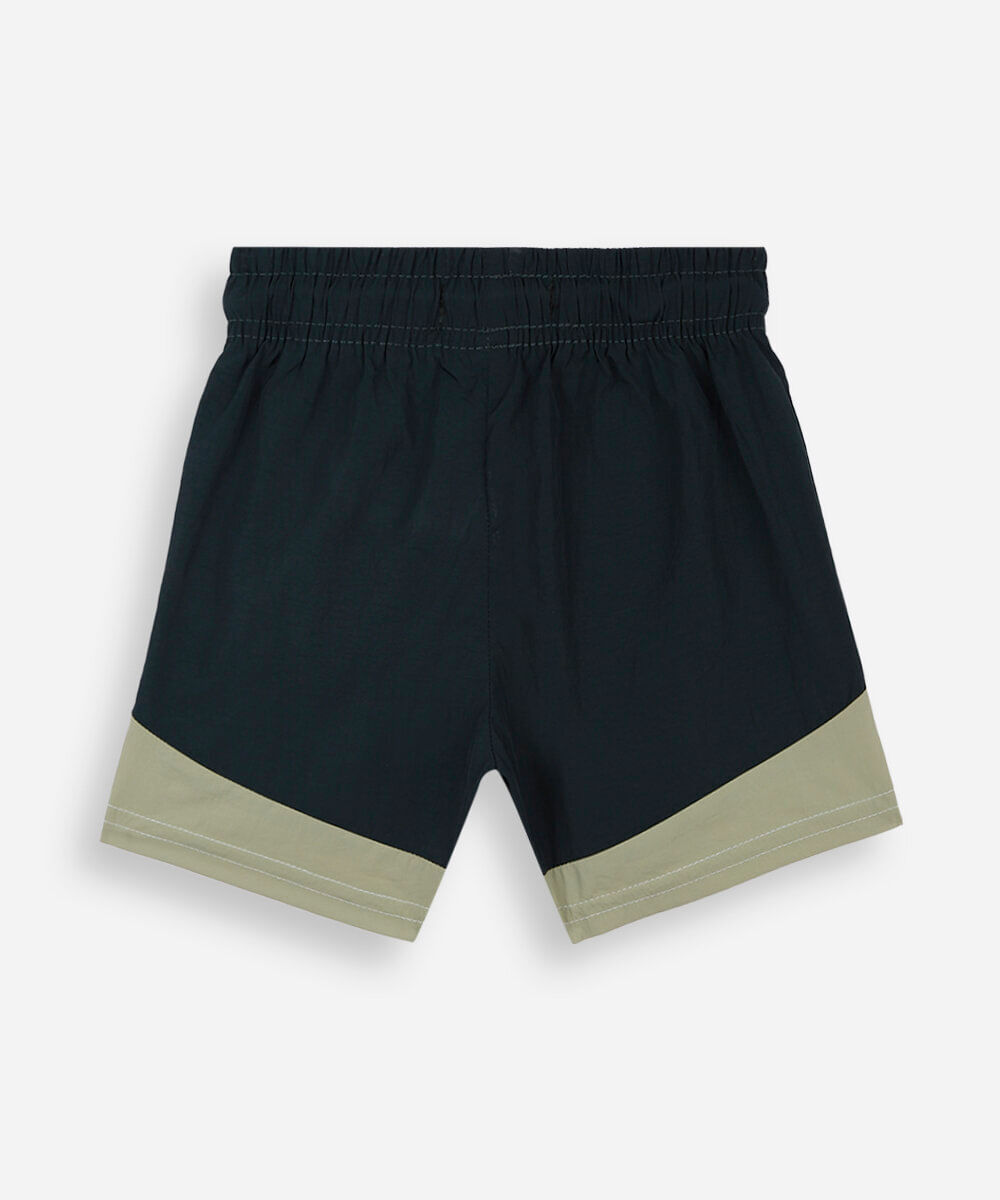 short boardshort infantil com recorte cós elástico verde