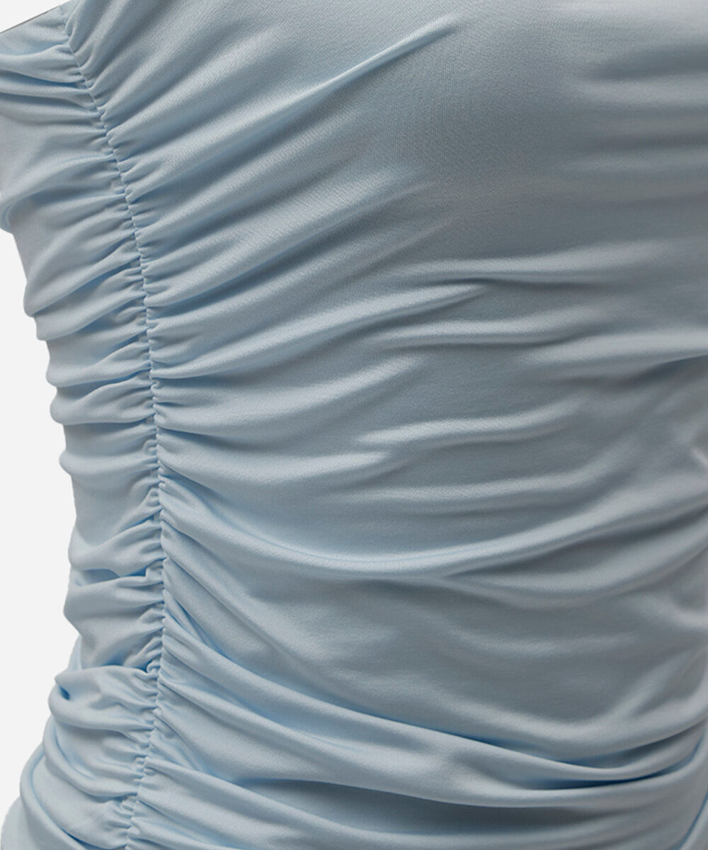 cropped feminino drapeado em malha azul