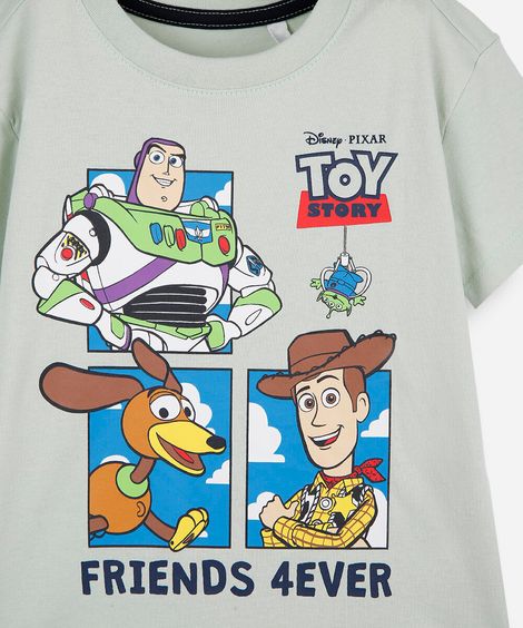 camiseta infantil de algodão manga curta toy story verde