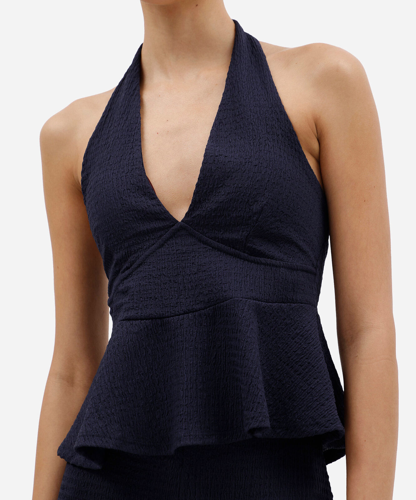 blusa frente única feminina texturizada azul