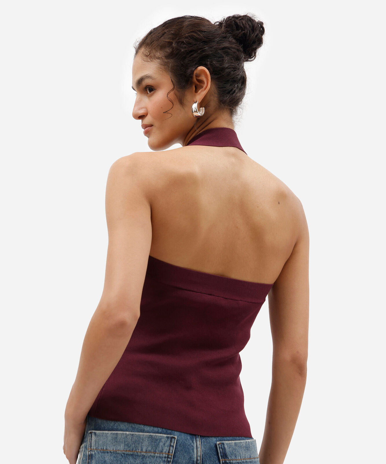 blusa frente única feminina de tricot roxa