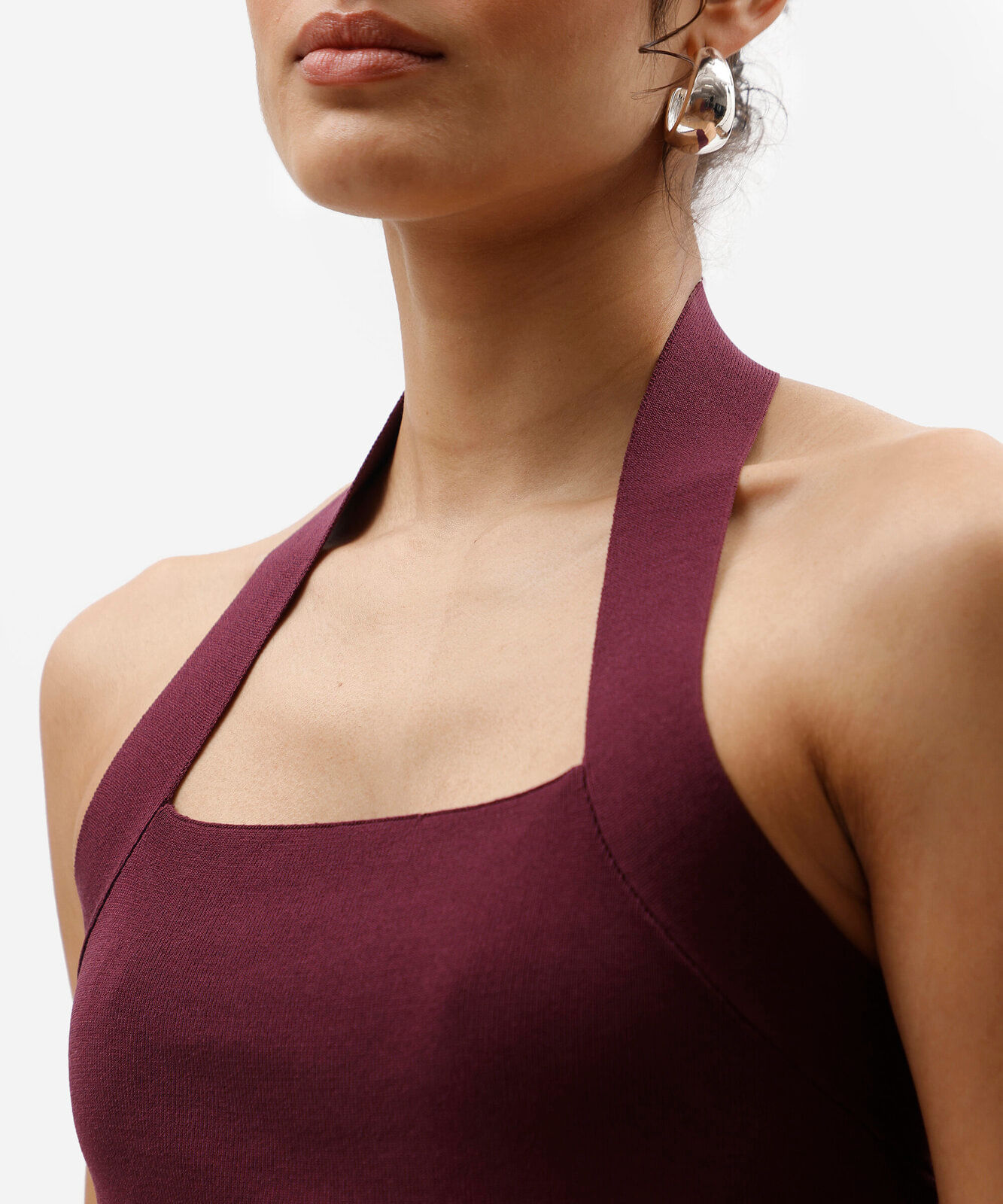 blusa frente única feminina de tricot roxa