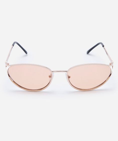 óculos de sol oval feminino de metal triton dourado