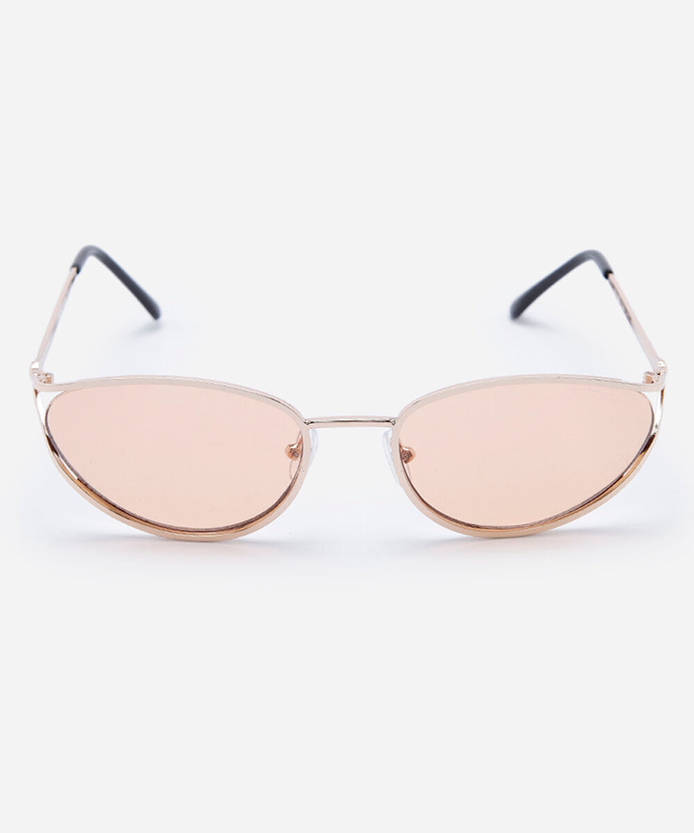 óculos de sol oval feminino de metal triton dourado