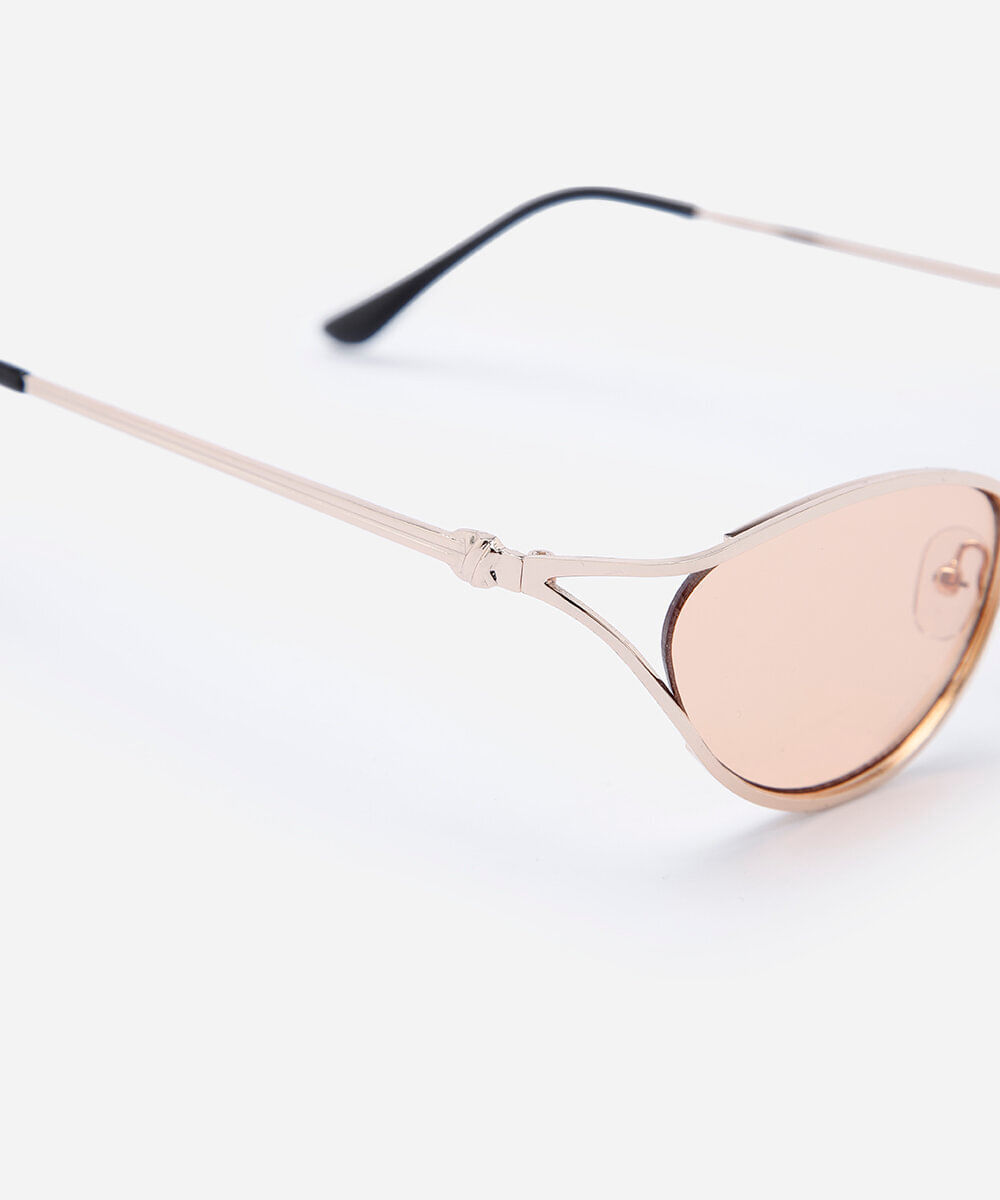 óculos de sol oval feminino de metal triton dourado