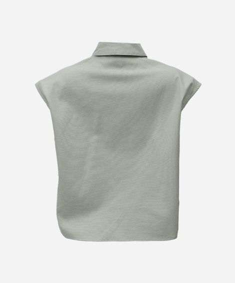 camisa feminina com algodão e recortes verde