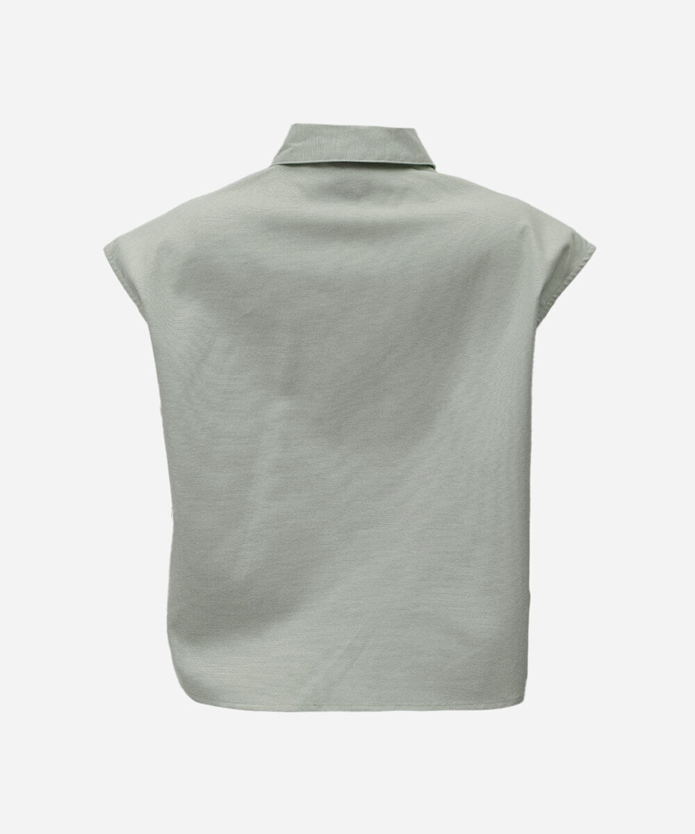 camisa feminina com algodão e recortes verde