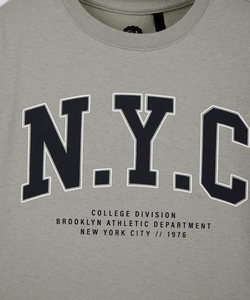 conjunto curto infantil de algodão nyc verde