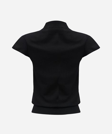 blusa feminina de tricot gola alta manga curta preta