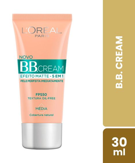 base bb cream loréal paris efeito matte cor média fps 50 30ml