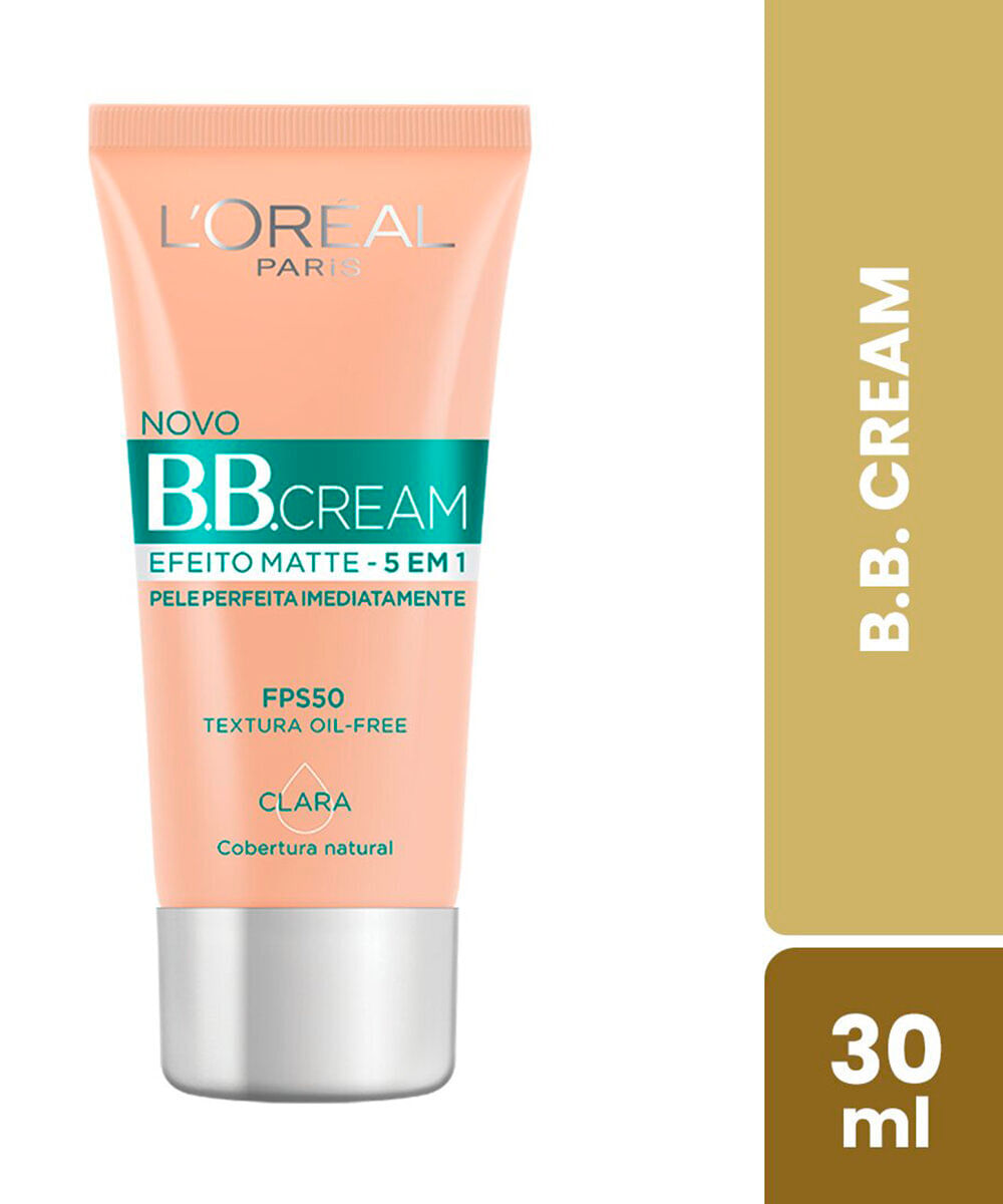 base bb cream loréal paris efeito matte cor clara fps 50 30ml