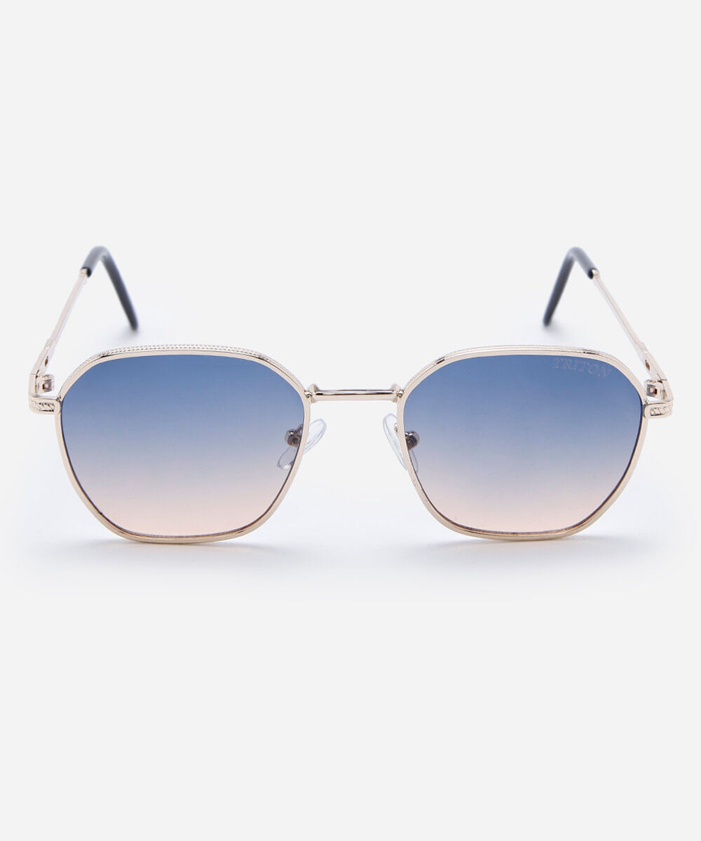 óculos de sol feminino quadrado de metal triton dourado