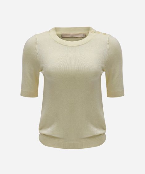 blusa feminina de tricot manga curta amarela