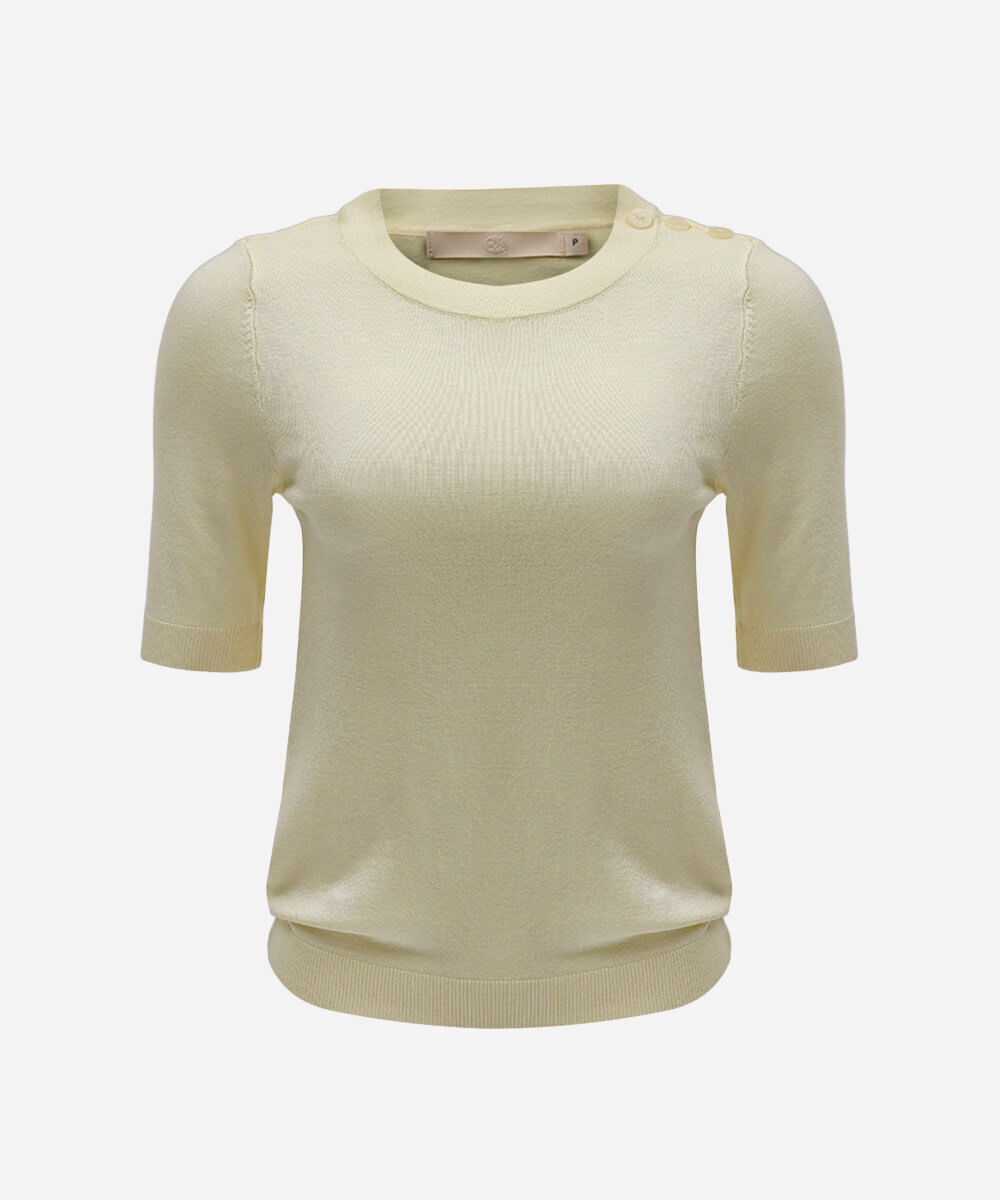 blusa feminina de tricot manga curta amarela