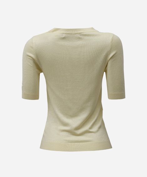 blusa feminina de tricot manga curta amarela