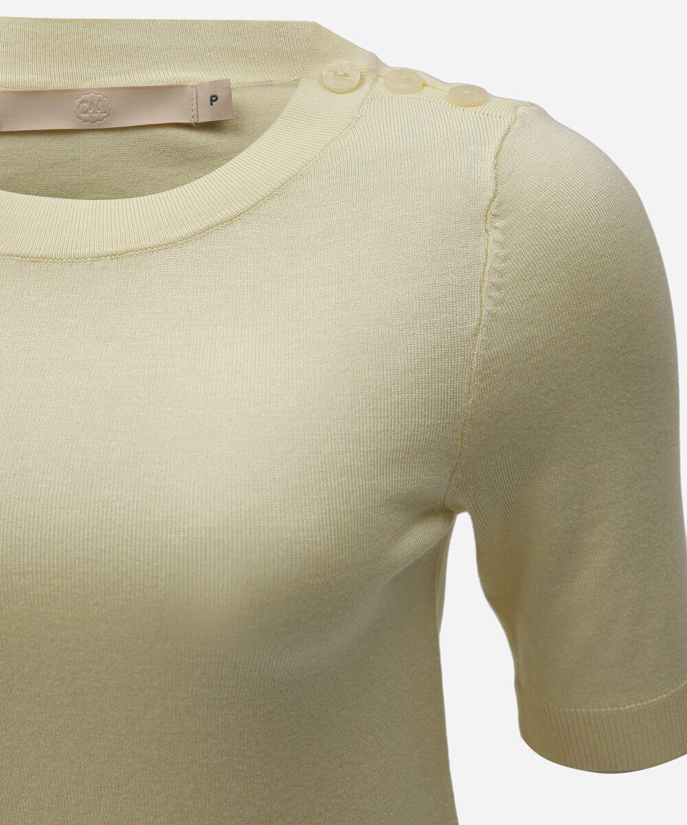 blusa feminina de tricot manga curta amarela