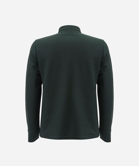 polo masculina com algodão e zíper manga longa verde