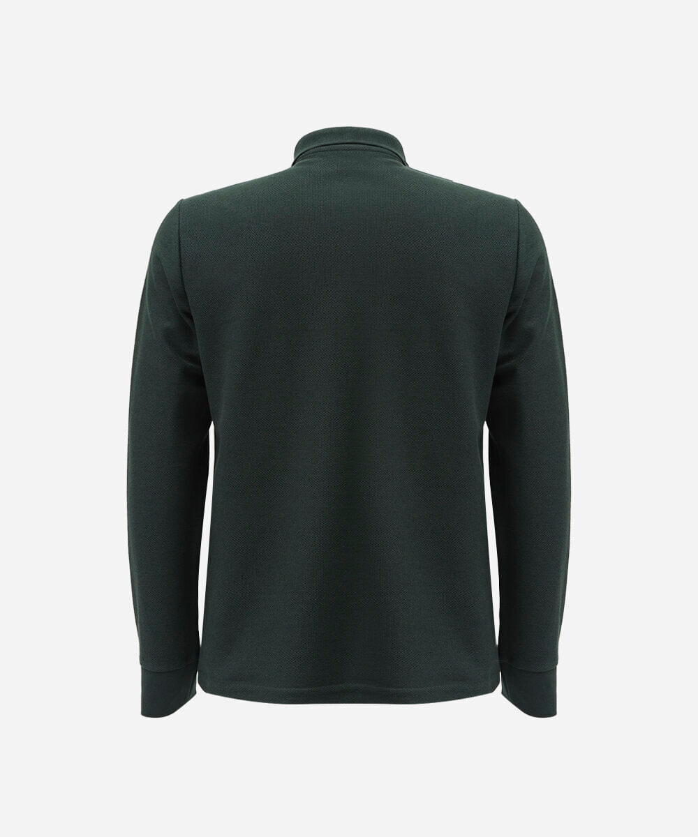 polo masculina com algodão e zíper manga longa verde