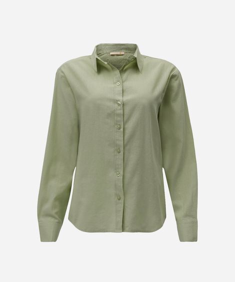 camisa feminina de algodão manga longa verde