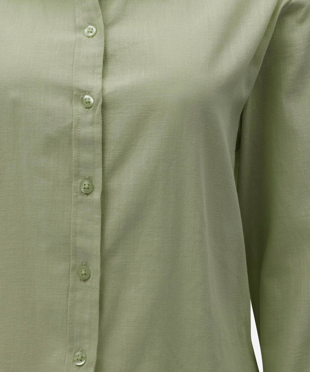 camisa feminina de algodão manga longa verde