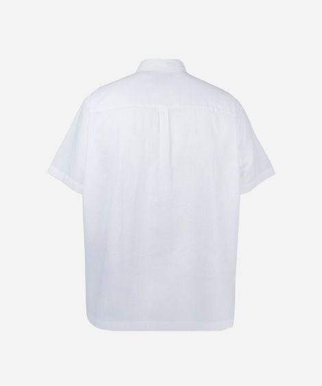camisa masculina plus size com linho manga curta  off white
