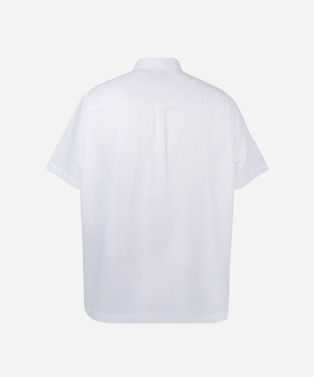 camisa masculina plus size com linho manga curta  off white