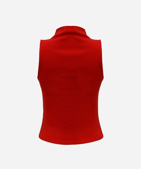 blusa feminina de algodão gola alta canelada vermelha