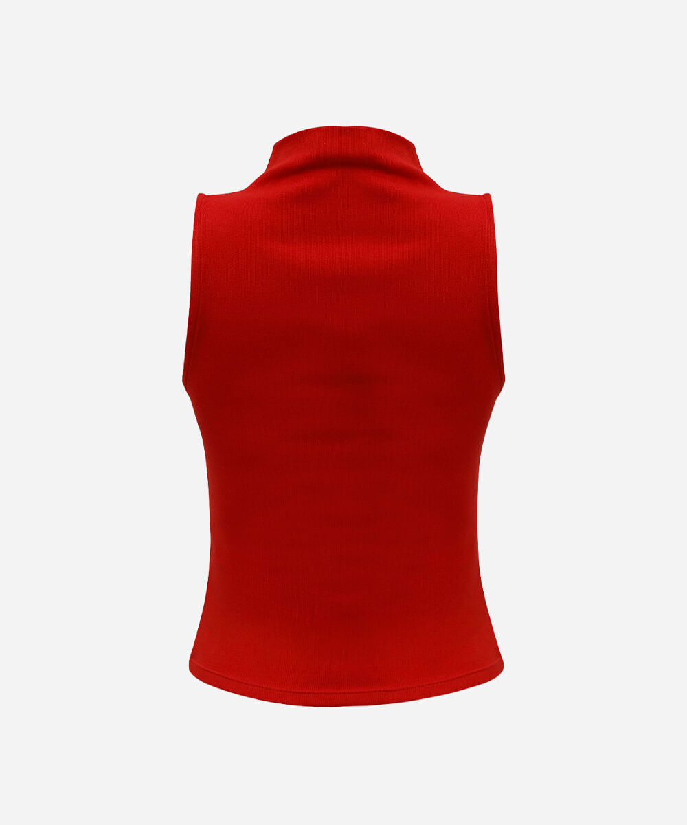 blusa feminina de algodão gola alta canelada vermelha